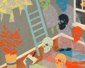 One Room - original collage on panel