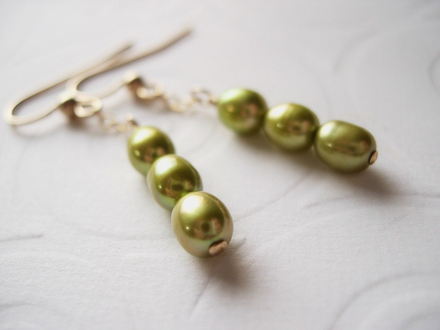 Freshwater Pearl, Wasabi Green, Gold Filled Earrings, Wire Wrapped, Peridot, Lime Green, Kiwi, Bridesmaid, Dangle, Spring