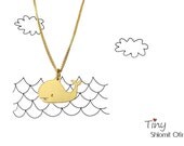 Tiny Whale Necklace, gold silver plated minimalist pendant charm jewelry,  girls children kids jewelry, gift under 40