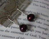 Handmade Freshwater Pearl Earring on Sterling Silver "Red"