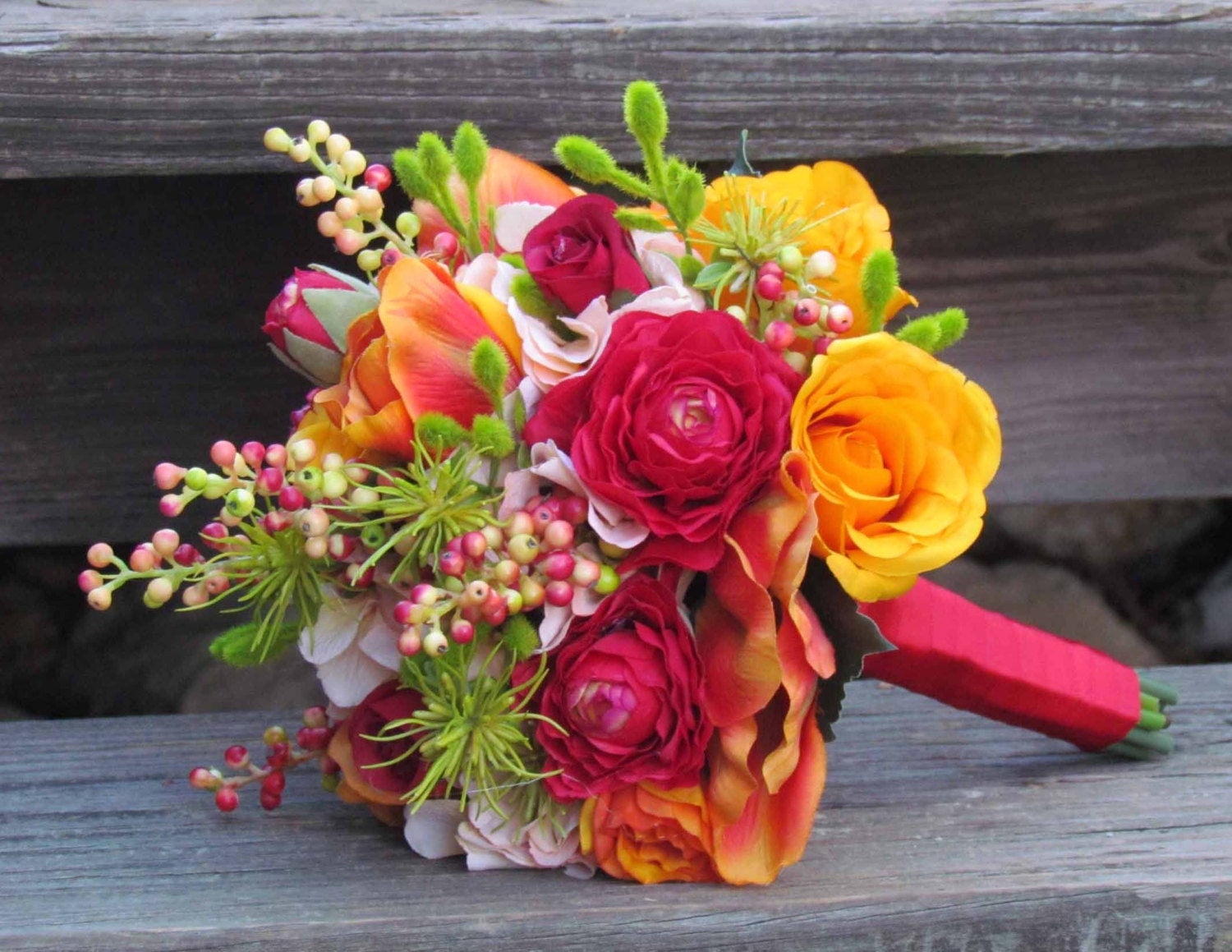 Bright Spring Wedding Bouquet...Ready to Ship - justanns