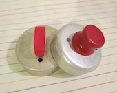 2 Vintage Aluminum Cookie Cutters with Red Handles  ( 3397 )