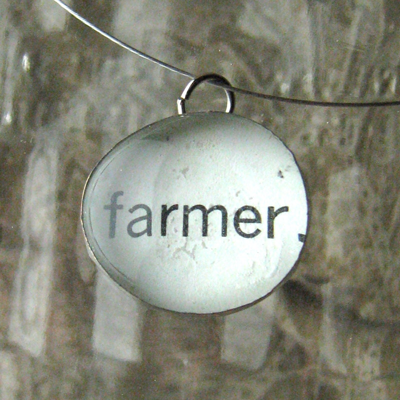 Farmer Necklace, book page necklace, literary necklace, pendant