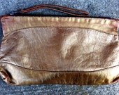 SALE Vintage Bronze Metallic Leather Handbag Clutch
