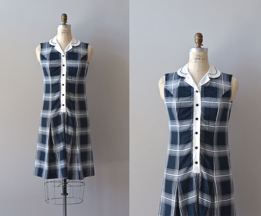 plaid 60s dress / 1960s dress / cotton shift / Radioland dress