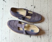 vintage t-straps / espadrille canvas shoes / Chambray T-straps