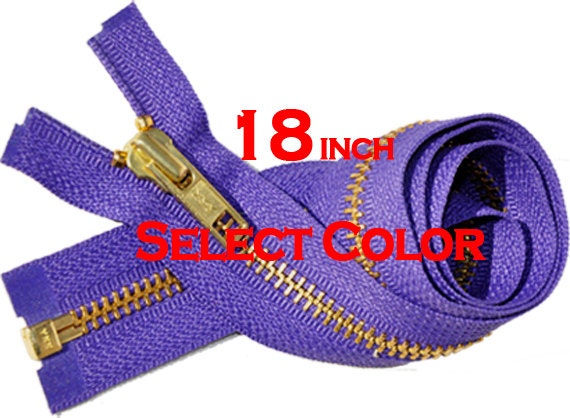 18 inches YKK Brass Metal Teeth Zipper Number 5 Separating Genuine YKK Jackets Zipper (Select Color)