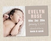 printable custom chalkboard baby boy or girl photo birth announcement - newborn announcement card - elliott pink