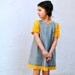 The Audrey Dress - Girls Dress in Retro Style Yellow Gold and Gray with Box Pleats - Handmade Indie Kids Fashion (Ready to Ship 3T 4T)