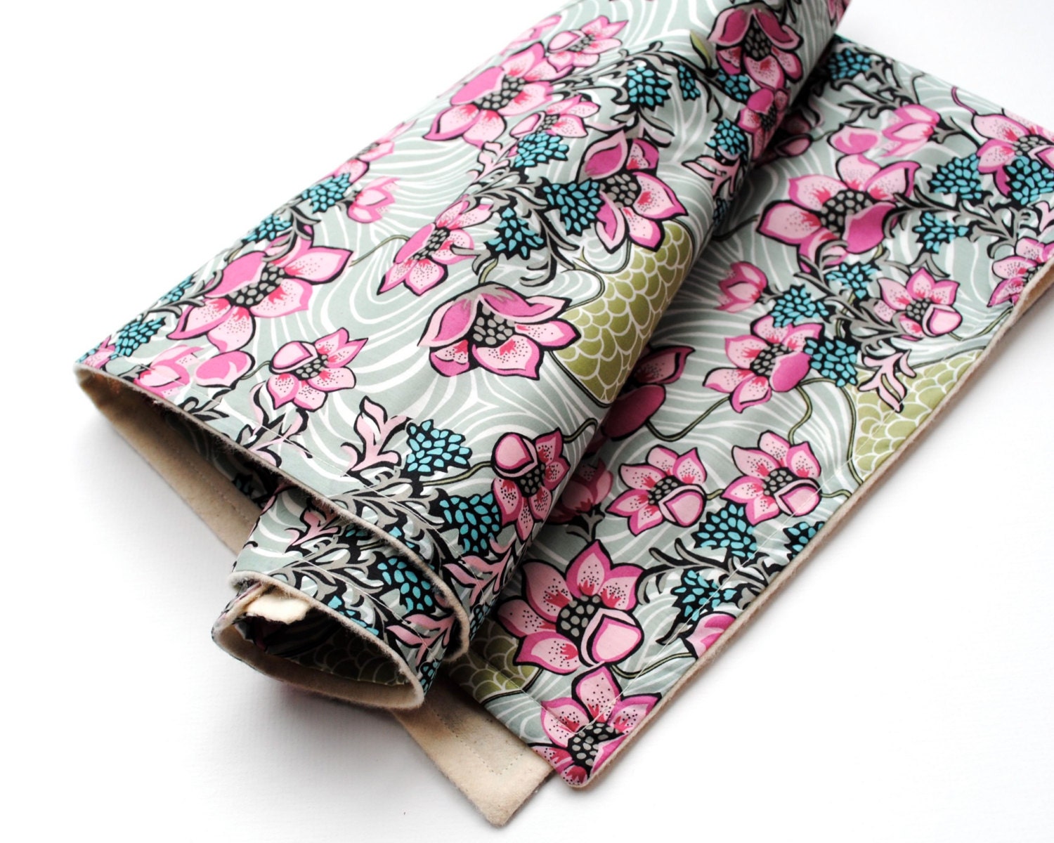 Liberty of London Baby Blanket with Organic Flannel - Baby Girls Floral Eco Friendly Bedding in Pink and Teal Blue (Ready to Ship)