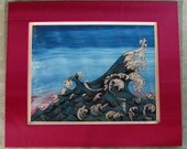 Ocean Wave,  Serigraph and Linoleum print.  Limited edition, Signed in pencil by the artist, framed in satin laminate
