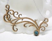 Sweeping Vines Bamboo Necklace with Turquoise