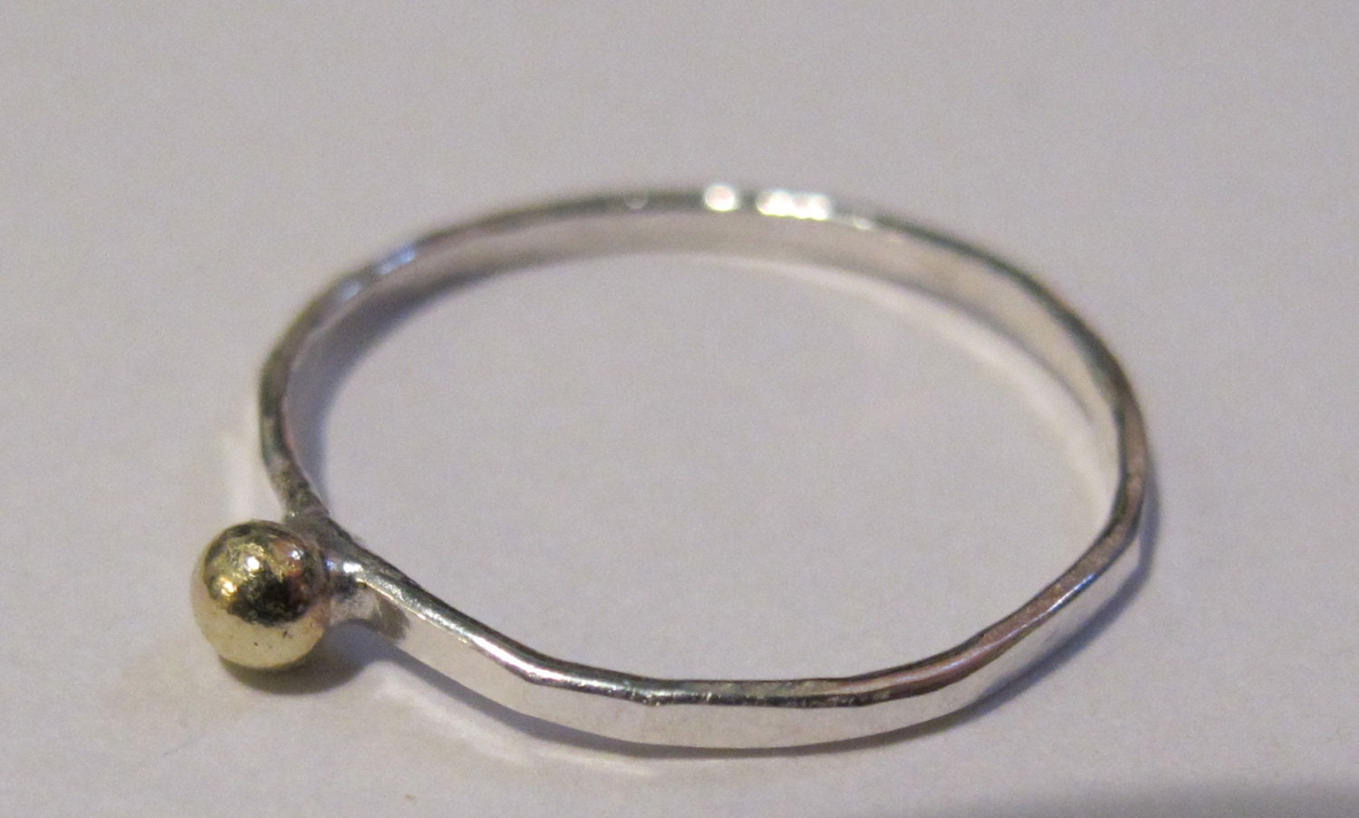 Tiny 18k Gold and Sterling silver ring 6 1/2