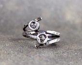 Rough Diamond Ring - 2 Raw Diamonds -  Engagement Ring - Cocktail Ring - Sterling Silver - April Birthstone - Anniversary Ring