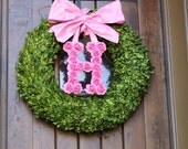 Boxwood Wreath 24 inch with Initial