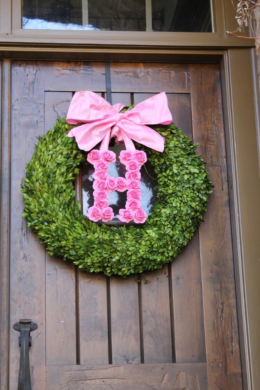 Boxwood Wreath 24 inch with Initial