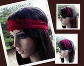Women's Stretch Headband Red Lace Headband 3 inch Lace Red Stretchy Lace Headband Lace Head Scarf Lace Headscarf Headcovering