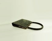Vintage 60s Purse Gray Suede Accordion Handbag