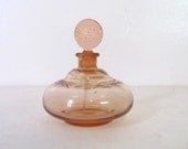 Vintage antique pink Perfume Bottle w quill stopper