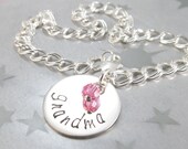 Charm Bracelet Handstamped Grandmother Bracelet Sterling Silver Personalized Mom Charm Bracelet