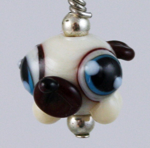 May 2013 Mini of the Month Squee Pug Puppy Lampwork Glass Necklace and Cell Charm