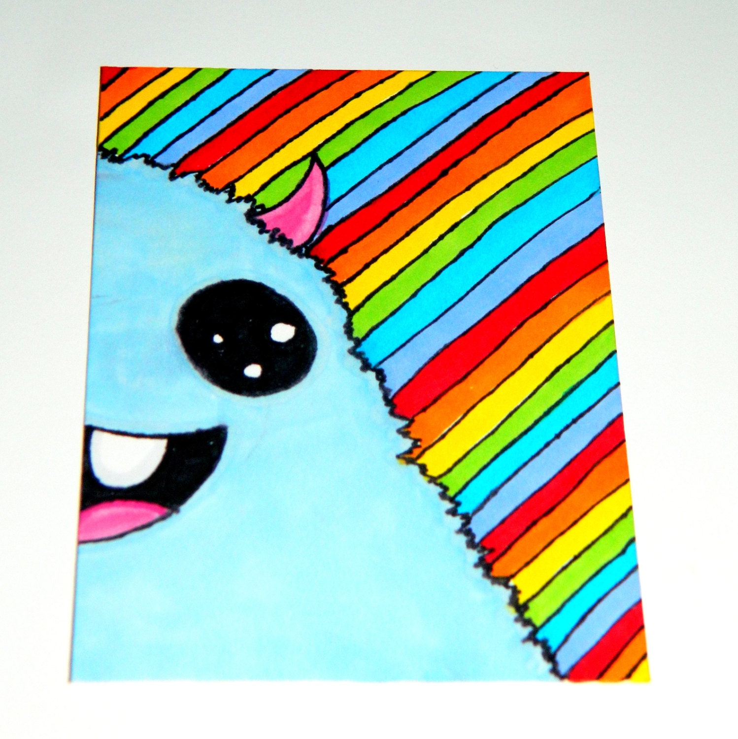 Adorable Monster Rainbow Trading Card Original ACEO Illustration