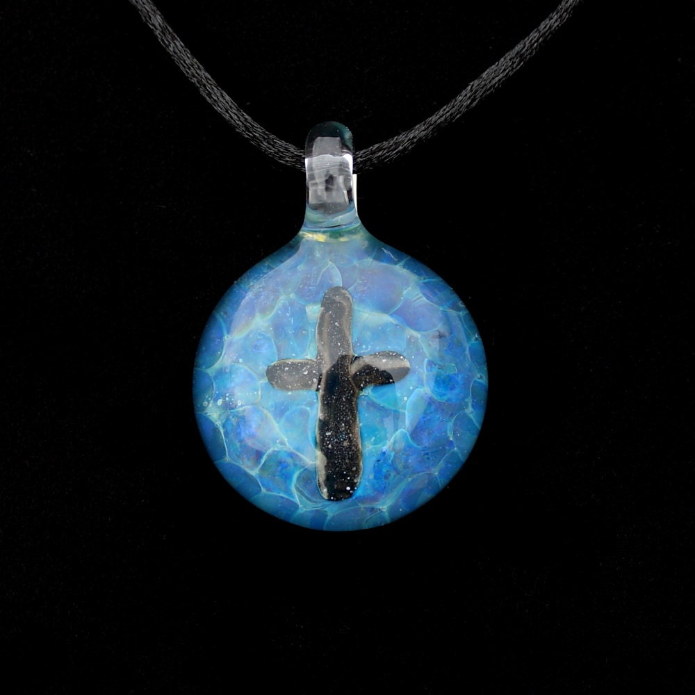 Cross over Exotic Turquoise Blue, Bella Glass slide Pendant