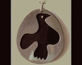 Ed Levin Modernist 1960s Kinetic Dove/Peace Pendant,Signed,Sterling/Ebony,Vintage Jewelry Unisex