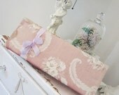 Vintage Glove Hankie Dresser Box - Barkcloth Era Fabric - Vanity Boudoir - Floral and Feathers