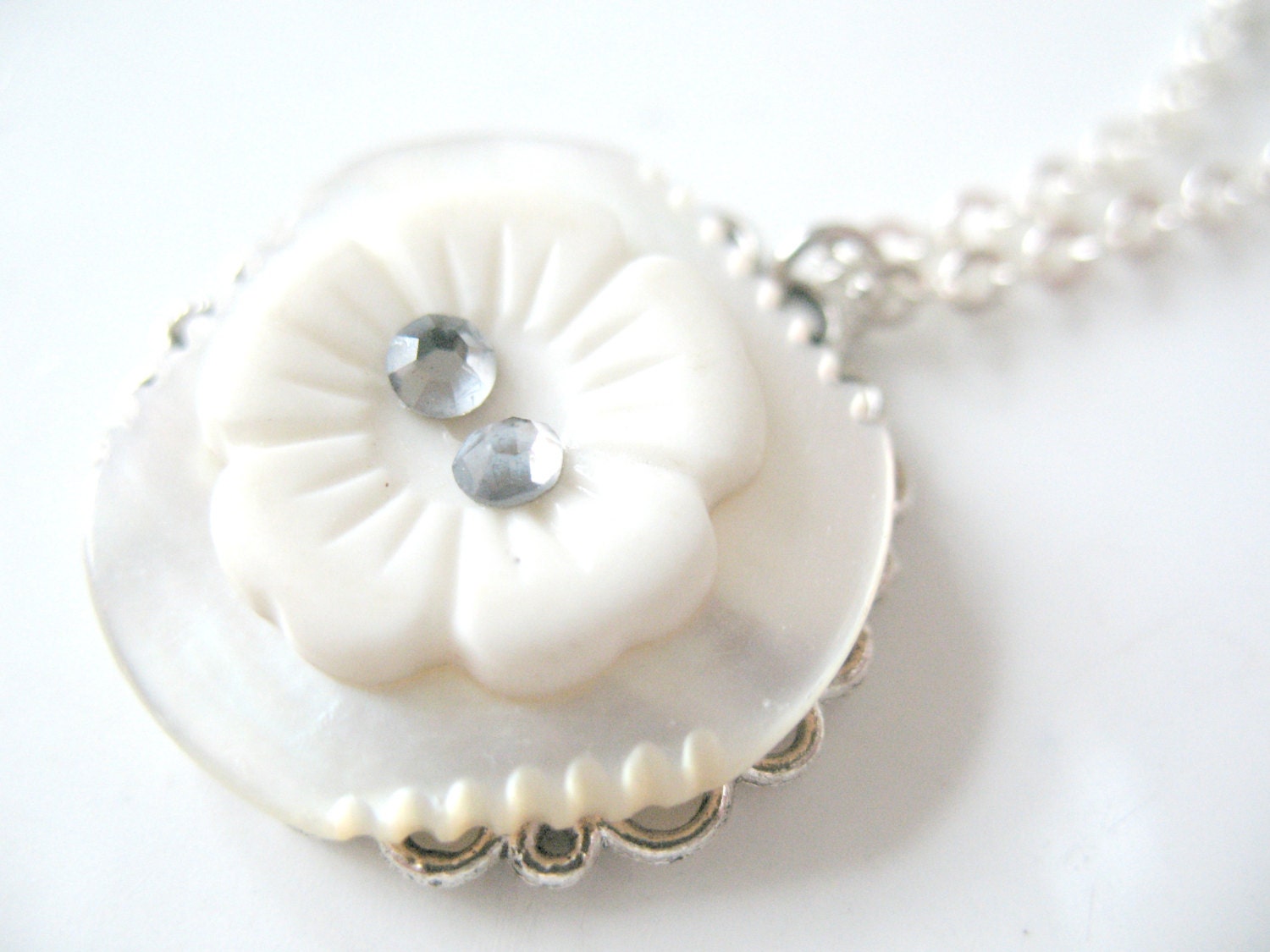 Vintage MOP Button Necklace