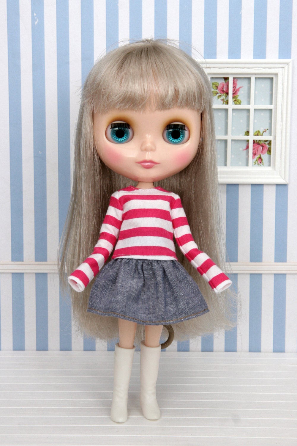 Extra long sleeved t-shirt for Blythe (no. 862)