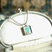 Aqua Blue Paper Heart on Aged Ivory Paper Soldered Charm Necklace with Silver Ball Chain