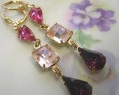 10% OFF Pink Purple Earrings, Amethyst, Rosaline, Blush, Vintage Jewel