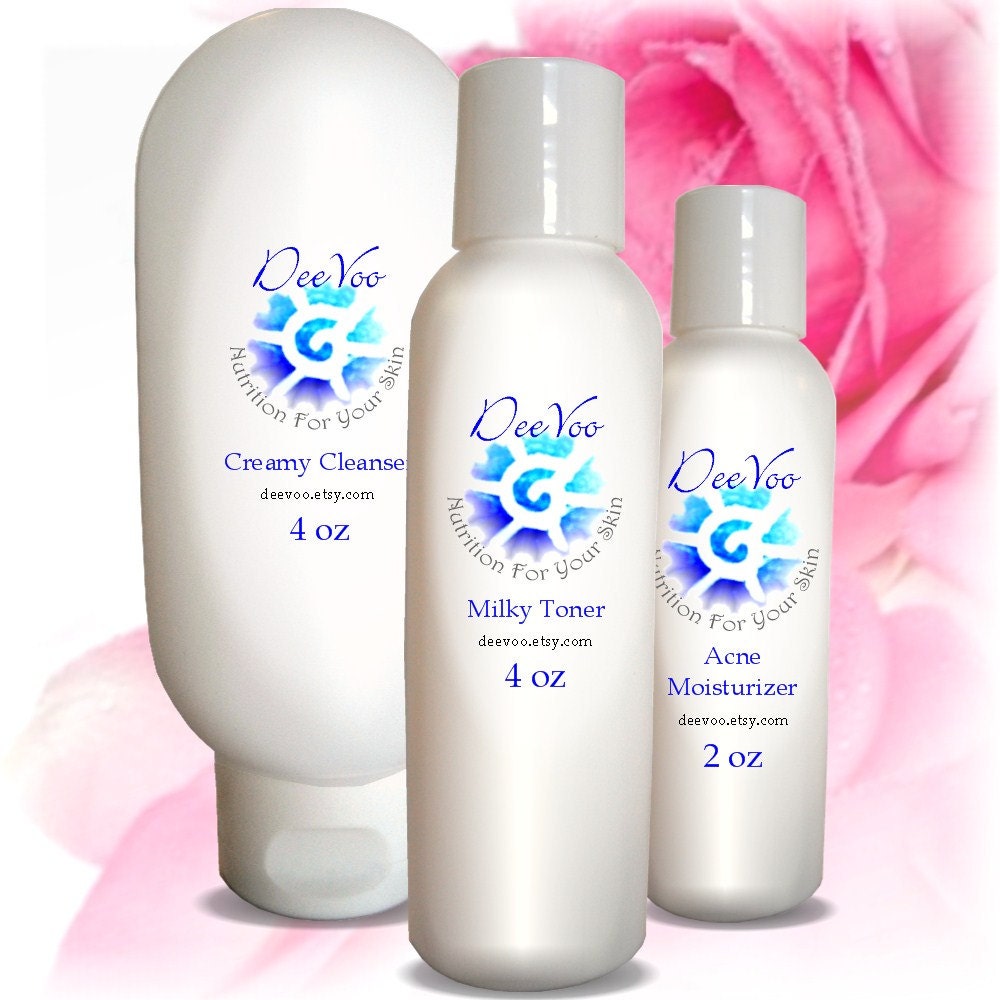 Blemish Trio - Vegan with Natural & Organic Ingredients - Cleanser, Toner, Moisturizer / Lotion - DeeVoo Skin Care