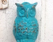 Owl Cast Iron Door Knocker, Cottage Style, Autumn Decor, New Home, Aqua Decor, Yellow Accents, Farmhouse Red