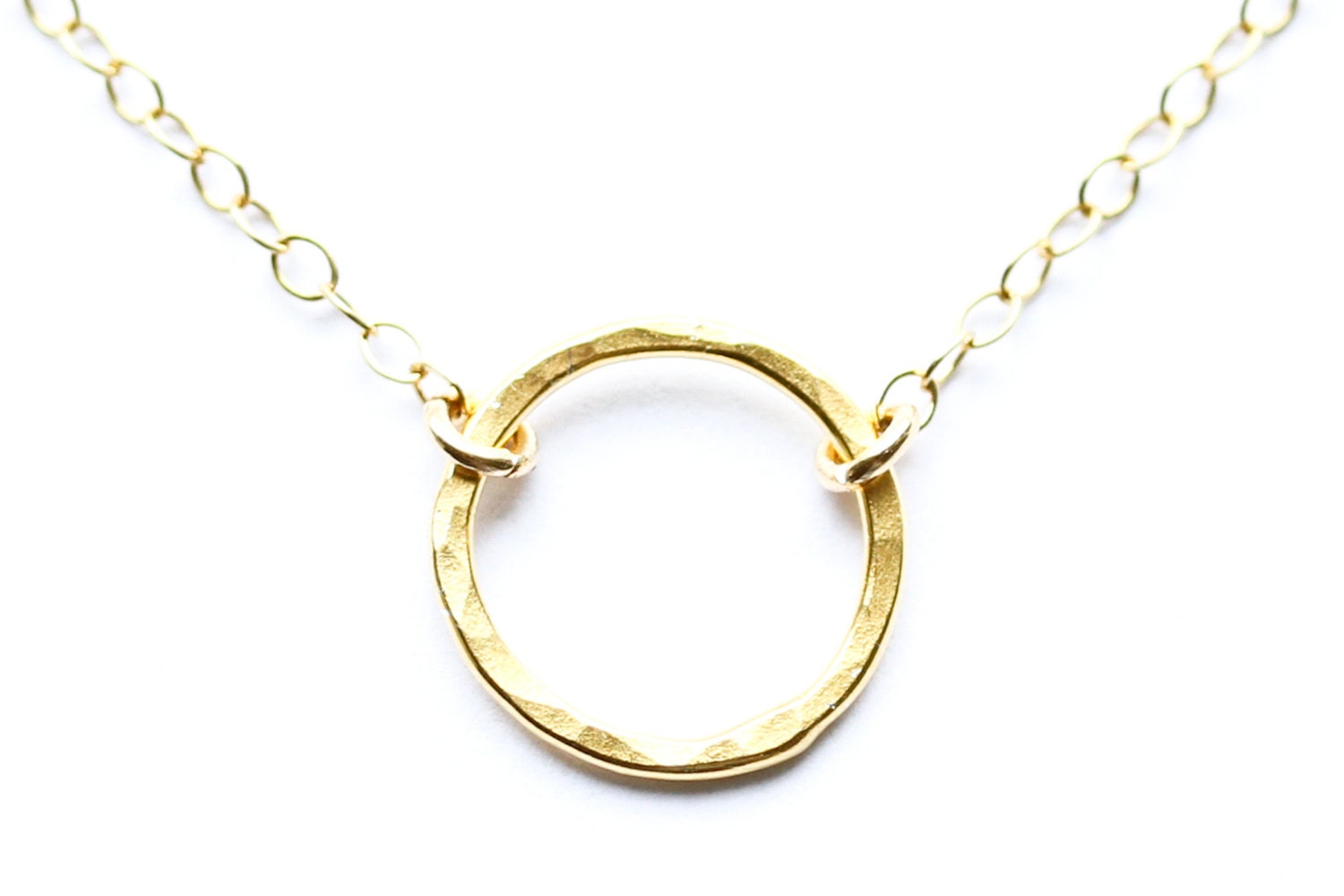 Gold karma necklace - gold circle necklace - simple gold necklace - hammered circle necklace - gold jewelry - Sea and Cake jewelry