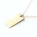 Gold bar necklace - short gold necklace - simple gold necklace - engravable minimalist necklace - everyday necklace - rectangle