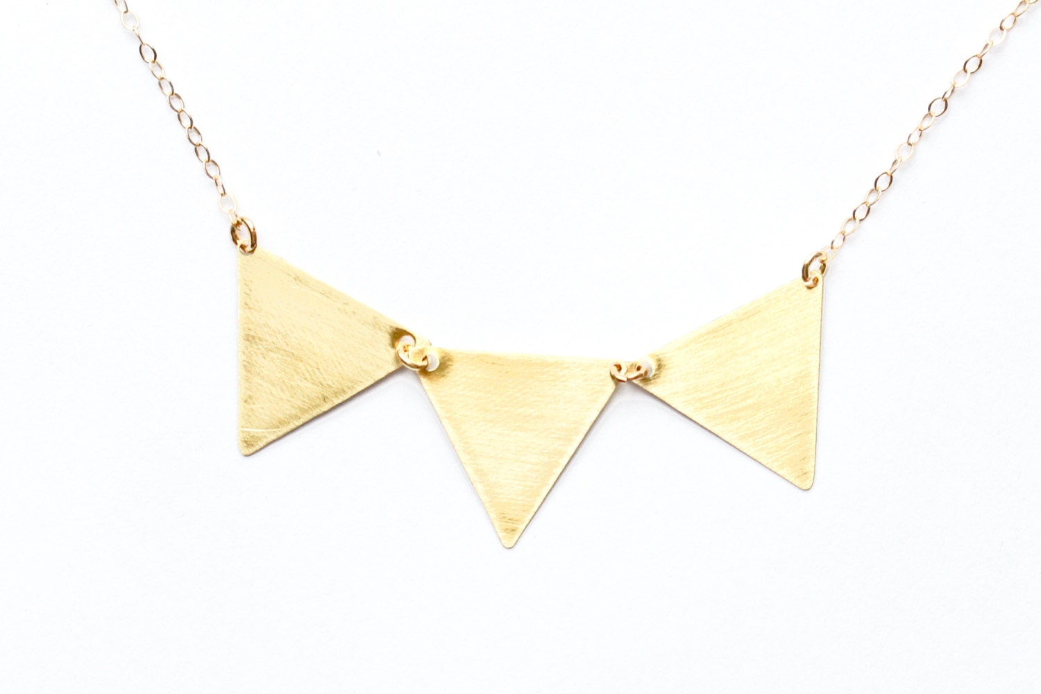 Gold triangle necklace - gold necklace - gold bunting necklace - gold geometric necklace - gold jewelry - geometric jewelry - pennant