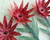 Art sculpture metal wall decor flower pot kitchen art upcycled metal