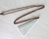 Porcelain Triangle Pendant Necklace in Sea Foam Green with Antiqued Copper Chain