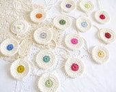 Ingrid colorful polka dot garland, crochet nursery bunting, cream with rainbow dots, wall hanging - ready to ship, by Emma Lamb