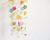 NEW Pretty folk flowers, hand crochet Merry Mobile - medium, custom nursery decor or new baby gift - PICK your PALETTE, by Emma Lamb