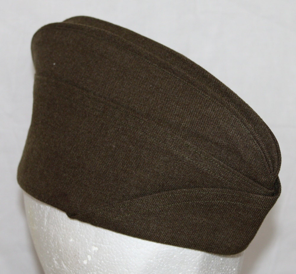 Vintage Garrison Hat, US Army Wool Garrison Cap dated 1941