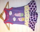 CUPCAKE...I am sweet...super cool funky recycled upcycled repurposed pieced  dress or tunic  size 24m/2T