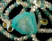 Aqua Druzy and Mystic Quartz Gemstone Necklace