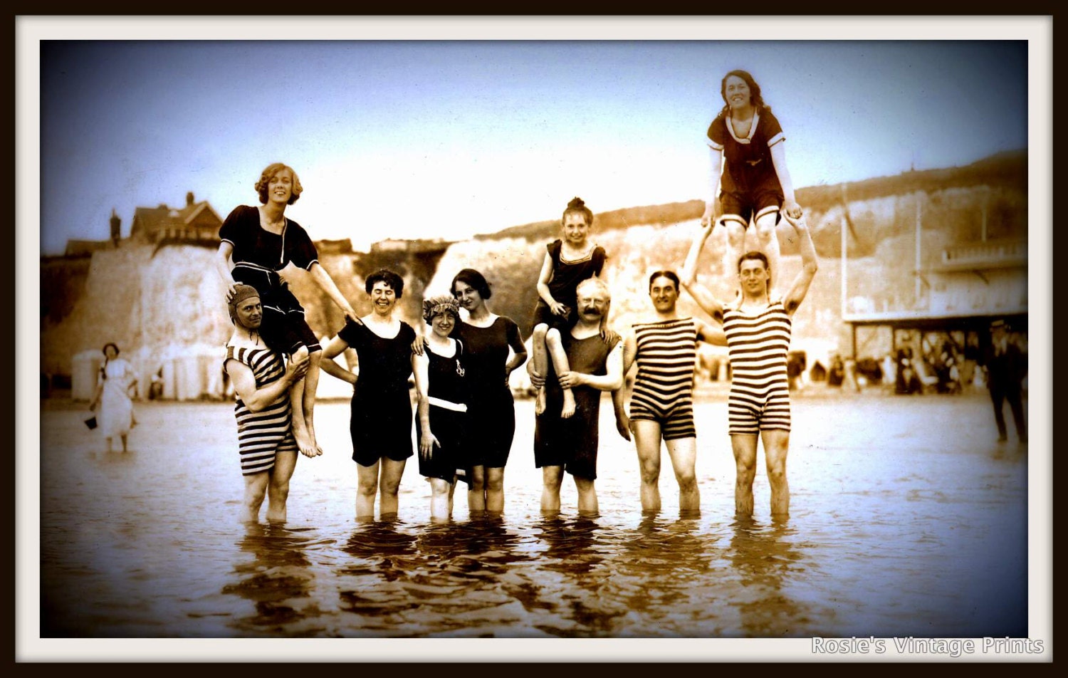 VINTAGE 1920s BEACH PARTY-  Giclee Fine Art Print of Enhanced Vintage Photo