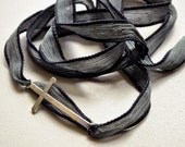 silk ribbon wrap silver sideways cross bracelet bracelet for mom mothers day jewelry gift letterhappy etsy dark religious christian