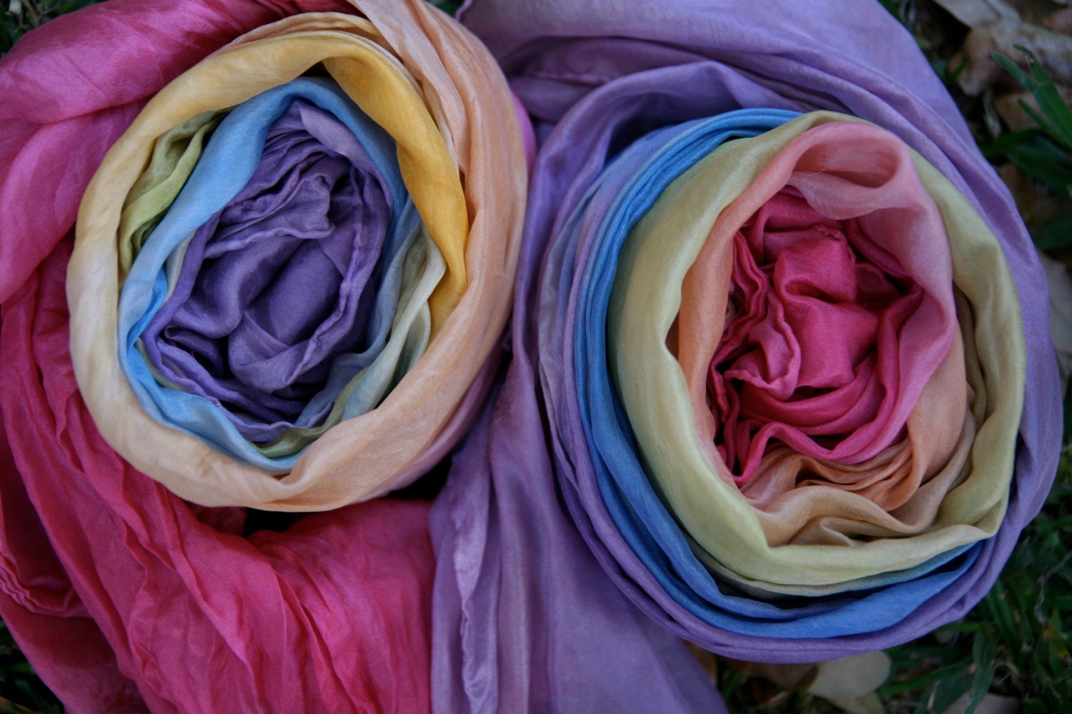 LARGE canopy play-silk in a soft spring hued rainbow of colors - a stunning toy for your little one