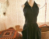 Little Black Backless Vintage Dress