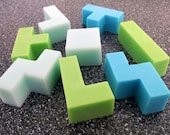 SOAP Tetris Set of 8 Pieces, Energy Citrus Scented, Blue and Green Hues
